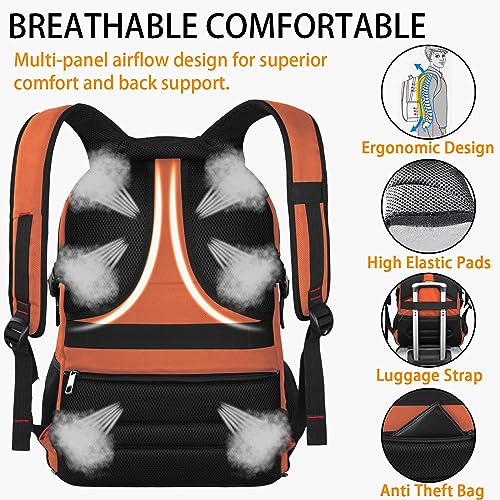 LTINVECK Travel Laptop Backpack,Extra Large Backpack for Men,Big 17 Inch Computer bag Tech Backpack - color: Full Orange