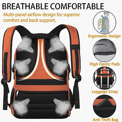 LTINVECK Travel Laptop Backpack,Extra Large Backpack for Men,Big 17 Inch Computer bag Tech Backpack - color: Full Orange