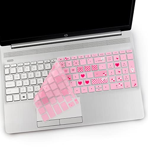 2PCS Keyboard Cover for HP Laptop 15-db/da 15-dw 15-dy 15-bs/bw 15-ef 15t 15z 15.6 15-dy2076nr dy1043dx dy2056ms dy2093dx dy1731ms dy2021nr 15-dw3033dx dw3125od dw0083wm dw3125st dw1001 15-db0011dx - color: Lovly+Clear