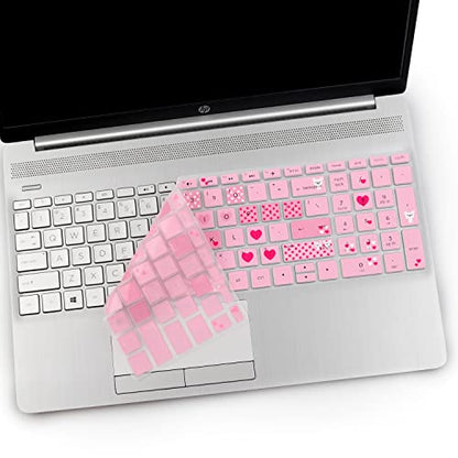 2PCS Keyboard Cover for HP Laptop 15-db/da 15-dw 15-dy 15-bs/bw 15-ef 15t 15z 15.6 15-dy2076nr dy1043dx dy2056ms dy2093dx dy1731ms dy2021nr 15-dw3033dx dw3125od dw0083wm dw3125st dw1001 15-db0011dx - color: Lovly+Clear