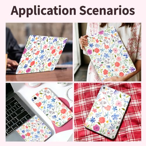 3Pcs Laptop Skin Sticker Decal Floral PVC Laptop Sticker Fits for 12-16 Inch Notebook Waterproof Scratch Proof Colorful Universal Notebook PC Personalized Protector Gift - style: Covered with wild flowers