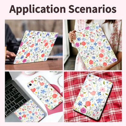 3Pcs Laptop Skin Sticker Decal Floral PVC Laptop Sticker Fits for 12-16 Inch Notebook Waterproof Scratch Proof Colorful Universal Notebook PC Personalized Protector Gift - style: Covered with wild flowers