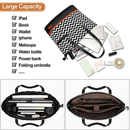 Laptop Tote Bag for Women Large Canvas Womens Briefcase Waterproof Computer Bag Work Bags for Women Fits 15.6 inch Laptop - color: Bwave