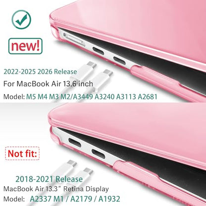 May Chen Case for MacBook Air 13/13.6-inch (M5/M4/M3/M2, 2022-2026 Models A3449 A3240 A3113 A2681), Lightweight | Closes Seamlessly | Ideal for Work Hard Shell Case, Crystal Pink - color: Crystal Pink