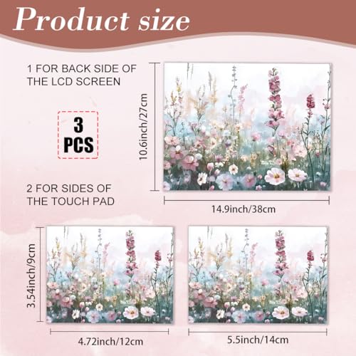 PLIGREAT Wildflower Laptop Skin Sticker Decals Fits 12" 13" 13.3" 14" 15 inch Laptop Watercolor Universal Removable Vinyl Notebook Art Protector Netbook PC Cover Decal