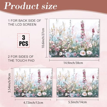 PLIGREAT Wildflower Laptop Skin Sticker Decals Fits 12" 13" 13.3" 14" 15 inch Laptop Watercolor Universal Removable Vinyl Notebook Art Protector Netbook PC Cover Decal