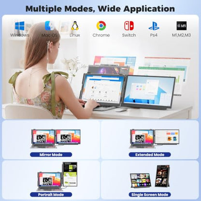 Laptop Screen Extender 15.6", FHD 1080P IPS Laptop Monitor Extender,Dual Screen Monitor for Laptop 13-17", Portable Monitor for Laptop with Plug & Play for Windows/Mac/Android/Chrome/PS5