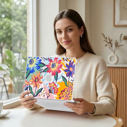 MEEgoodo 4-in-1 Printed Case for MacBook Neo 13 inch 2026 Release Model A3404, Laptop Hard Shell Cases with Keyboard Skin & Screen Protector & Webcam Covers, Art Painted Flowers - color: Art Painted Flowers