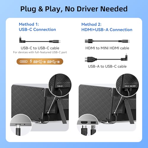 Laptop Screen Extender 1.8lbs 14.1" - Ultra-Light & Ultra-Slim 1080P FHD IPS Dual Portable Monitor for 13"-17.3" Laptops Plug & Play Travel Extra Screen Compatible with Wins/Mac/Android/Chrome - size: 14.1"