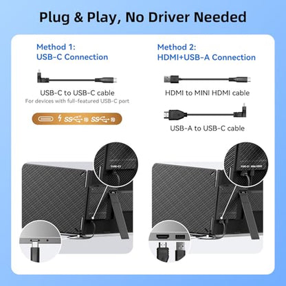 Laptop Screen Extender 1.8lbs 14.1" - Ultra-Light & Ultra-Slim 1080P FHD IPS Dual Portable Monitor for 13"-17.3" Laptops Plug & Play Travel Extra Screen Compatible with Wins/Mac/Android/Chrome - size: 14.1"