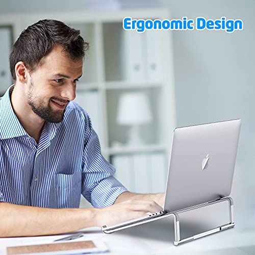 Laptop Stand for Desk - Foldable, Lightweight Aluminum Laptop Riser Holder, Portable Stand for 10-15.6” Laptops, Prevents Overheating with Non-Slip Rubbers, Travel-Friendly, Ergonomic Design
