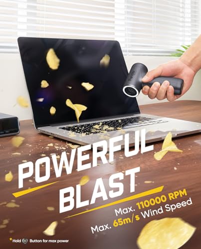 Fanttik B10 Pro Electric Air Duster (Sliver) | 110,000RPM Brushless Motor, One-Tap Booster, 3-Speed Adjustable Control for PC, Keyboard & Electronics - color: Silver