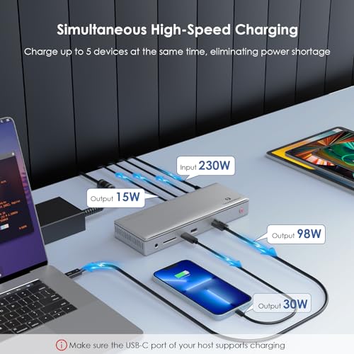 WAVLINK Thunderbolt 4 Docking Station, Single 8K or Dual 4K Display for MacBook Pro/Air Thunderbolt 4/3, 98W PD, USB-C/USB 4 Windows(4xTBT 4, 4xUSB-A, USB-C, 2.5G Ethernet, SD, Audio, DC Port)