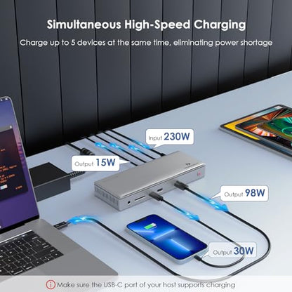 WAVLINK Thunderbolt 4 Docking Station, Single 8K or Dual 4K Display for MacBook Pro/Air Thunderbolt 4/3, 98W PD, USB-C/USB 4 Windows(4xTBT 4, 4xUSB-A, USB-C, 2.5G Ethernet, SD, Audio, DC Port)