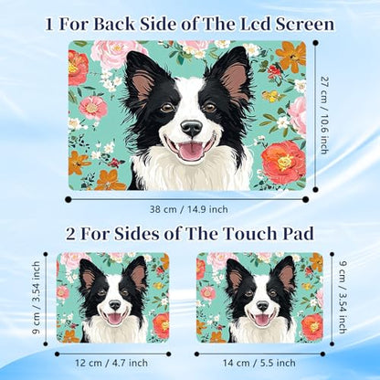Universal Laptop Protective Skin,Trim-to-Fit Vinyl Sticker for 13–16 Inch Laptop,MacBook,Tablet & Notebook,Scratch-Proof Waterproof Cover,Flower Dog - color: Flower Dog
