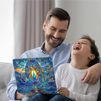 DEGDFSGR 12.1-15.6 Inch Universal Reusable Laptop Skin Sticker Decal, Waterproof Removable Protector for Notebook Cover, Scratch-Resistant Vinyl Cuttable Full Wrap Sticker, Blue Lotus Water Droplet - color: Blue Lotus Water Droplet