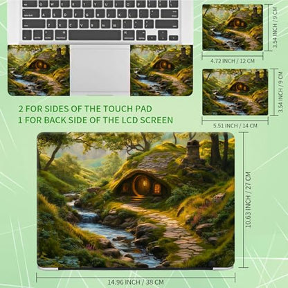 Laptop Skin Sticker Decal, Universal Protective Cover Fit 12 13 14 15.6 Inch Notebook, Reusable Water-Resistant Vinyl Decal w/ 2 Wrist Pads for Business Travel Office, Creek Castle - color: Creek Castle