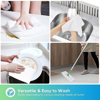 HOMEXCEL White Microfiber Cleaning Cloth, 12 Pack Premium Microfiber Towels for Cars, Lint Free, Scratch-Free, Highly Absorbent, Reusable Cleaning Rags for Car, Household, Kitchen, Window, 11.5"X11.5" - color: White
