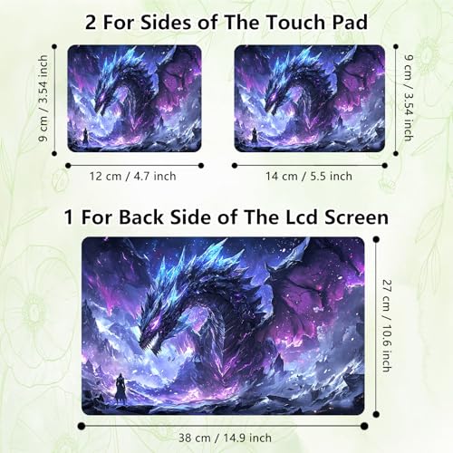 Laptop Skin Sticker Decal, Universal Reusable Vinyl Laptop Cover for 12" 13" 13.3" 14" 15" 15.4" 15.6" Notebook PC, Waterproof Scratch-Resistant with 2 Wrist Pads, Easy to Apply & Remove,C Dragon - color: C Dragon