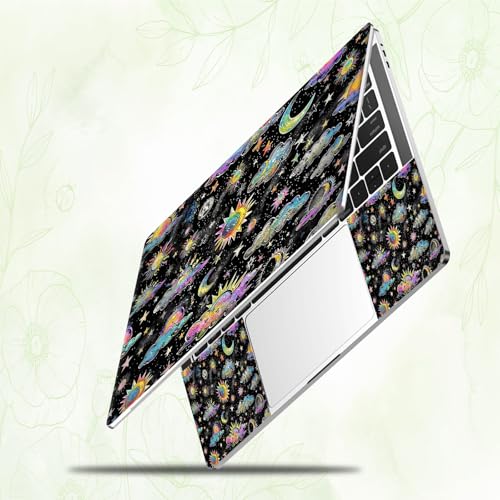 Laptop Skin Sticker Decal, Universal Reusable Vinyl Laptop Cover for 12" 13" 13.3" 14" 15" 15.4" 15.6" Notebook PC, Reusable Waterproof Scratch-Resistant with 2 Wrist Pads,Art Moon Sun Star - color: Art Moon Sun Star