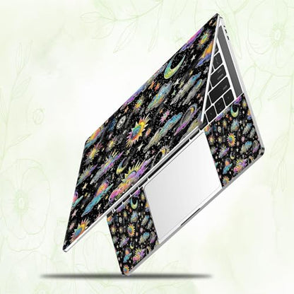 Laptop Skin Sticker Decal, Universal Reusable Vinyl Laptop Cover for 12" 13" 13.3" 14" 15" 15.4" 15.6" Notebook PC, Reusable Waterproof Scratch-Resistant with 2 Wrist Pads,Art Moon Sun Star - color: Art Moon Sun Star
