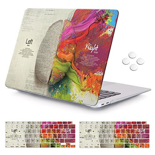 iCasso Compatible with MacBook Air 13 Inch Case 2020 2019 2018 Release A2179/A1932 with Retina Display Touch ID, Hard Plastic Shell Case and Keyboard Cover- Left Right Brain - color: Left Right Brain