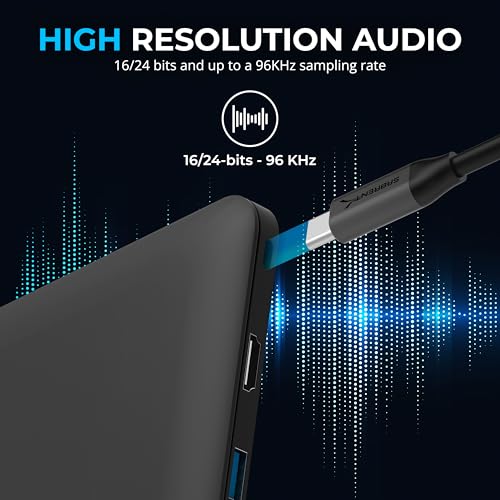 SABRENT USB to 3.5mm Jack Audio Adapter, USB to Headphone Jack Adapter Sound Card, Upgrade to 24-Bit 96Khz for a deep Sound Quality (AU-UCMA) - style: USB-C