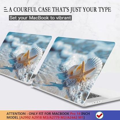CISSOOK Case for MacBook Pro 14 inch M5 M4 M3 M2 M1 2026-2021 | A3434 A3427 A3426 A3112 A3185 A3401 A2918 A2992 A2779 A2442, 5in1 Set Ultra-Thin Hard Shell Case Keyboard Cover, Beach&Shell - color: 14inch-Beach&Shell