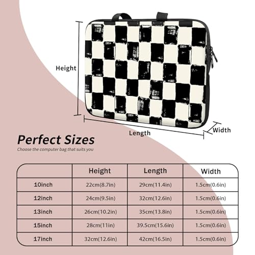 Universal Tablet Laptop Sleeve Case 10 inch, Black and White Checkered Slim Carrying Case Durable Handbag Travel Laptop Bag for 7 to 10-inch Laptops/Notebook/Kids Tablet/ipad/eBook Readers - color: Black and White Checkered, size: 10 inch