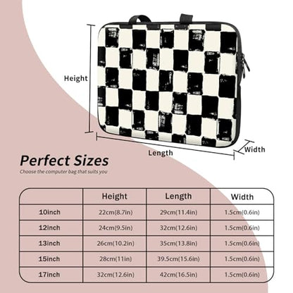 Laptop Sleeve Case Bag 15 inch, Black and White Checkered Slim Carrying Case Durable Handbag Travel Laptop Bag for 15 inch MacBook Air M3/M2/15 Pro/Surface Laptop 7/6/5/4/3/ Dell XPS 15 Plus - color: Black and White Checkered, size: 15 Inch