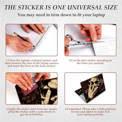 DEGDFSGR 12.1-15.6 Inch Universal Reusable Laptop Skin Sticker Decal, Waterproof Removable Protector for Notebook Cover, Scratch-Resistant Vinyl Cuttable Full Wrap Sticker, Gothic Skull Hand - color: Gothic Skull Hand