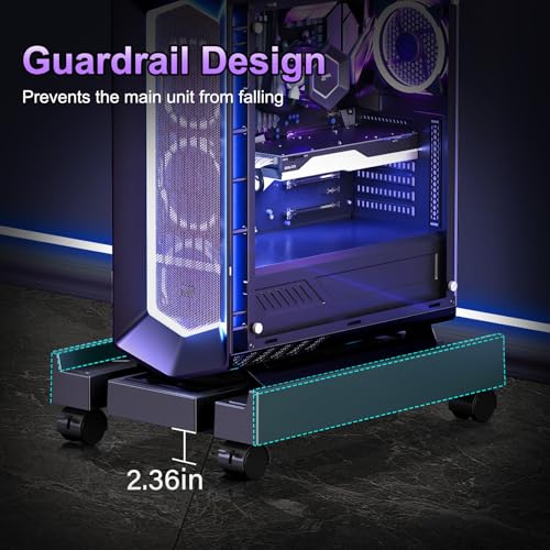 Adjustable Computer Tower Stand, Ventilated PC Stand for Floor, Mobile CPU Holder with 4 Caster Wheels Fits Most PC Tower, Under Desk CPU Holder for Office,Gamers and Students - style: Regular
