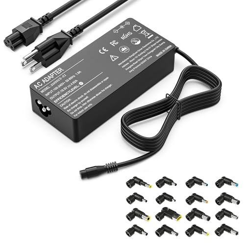 90W Universal Laptop Charger Adapter Replacement for HP Dell Acer Asus Lenovo Toshiba Samsung Sony Google MacBook Fujitsu Gateway Notebook Ultrabook Chromebook Power Supply Cord with 16 Tips - color: black1