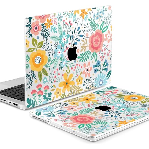 TWOLSKOO Compatible with MacBook Pro 14 inch Case 2023 2022 2021 Release M2 A2779 M1 A2442 Pro/Max Chip with Touch ID, Plastic Hard Shell Case & Keyboard Cover & Screen Protector, Abstract Flower - color: Abstract Flower