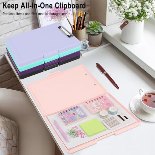 SFLHHDM Clipboards with Storage, Storage Clipboard with Low Profile Clip, A4 Binder Clipboard Folder, Waterproof Nursing Clipboard, Smooth Writing Clip Board Office Supplies (Side Opening-Pink) - color: Side Opening-pink