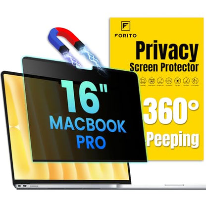 F FORITO Magnetic Privacy Screen Protector Compatible with MacBook Pro 16 inch (2021-2024, M1, M2, M3, M4 Pro/Max), Removable 360° Anti Peeping Anti Blue Light Anti Glare Laptop Privacy Shield - size: for Mac Pro 16.2" (2021-2024, M1,M2,M3,M4)