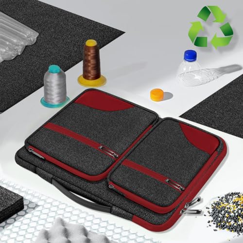 Hseok Laptop Case 15 15.6 16 inch Sleeve with Handle and Hidden Straps,Compatible with MacBook Neo 16",MacBook Pro Air 16" 15", 360°Protective PC Briefcase with 4 Pockets for Accessories,Red - color: Red