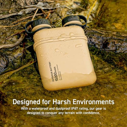 ELECOM NESTOUT Rugged Power Bank, 15000mAh Outdoor Charger, 32W USB C Fast Charging PD, Waterproof IP67, Heavy Duty Shockproof, Tactical Battery Pack for iPhone Tablet Hiking Camping Survival (Beige) - color: Beige