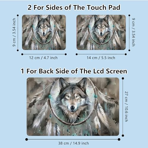 Universal Laptop Skin Sticker with 2 Wrist Pad Skins, Waterproof Scratch Resistant Vinyl Laptop Cover Decal, Cut to Fit for 11–15.6 Inch MacBook HP Dell Lenovo, Dream Wolf - color: Dream Wolf