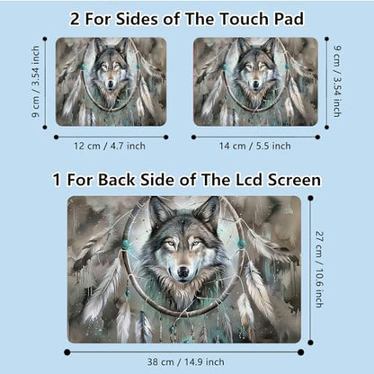 Universal Laptop Skin Sticker with 2 Wrist Pad Skins, Waterproof Scratch Resistant Vinyl Laptop Cover Decal, Cut to Fit for 11–15.6 Inch MacBook HP Dell Lenovo, Dream Wolf - color: Dream Wolf