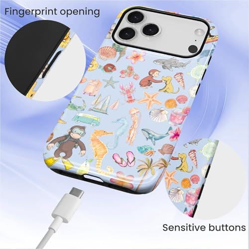 CARLOCA Case for iPhone 17 Pro,Monkey Summer Beach Shell Design Hybrid Dual Protection Soft TPU Hard PC Shockproof Anti Scratch Men & Women Stylish Protective Phone Case - color: Monkey Summer Beach Shell, size: iPhone 17 Pro