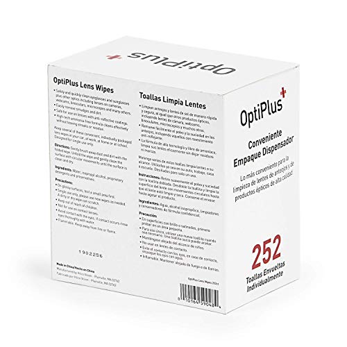 OptiPlus Eyeglass Lens Wipes l Pre-Moistened l Cleaning Wipes for Glasses, Smart Phones, Optical Lens, Goggles, and Watch Screen l Quick-Dry & Scratch-Free | 252 Count (504 Count (Pack of 1)) - size: 504 Count (Pack of 1)