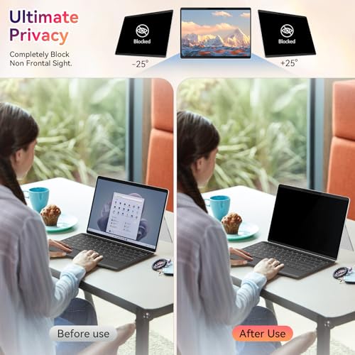 Magnetic Privacy Screen for Microsoft Surface Pro 11/10/9/8/X 13 Inch, Removable Anti Glare Blue Light Filter, 13 In Anti Spy Black Security Private Block Screen Protector