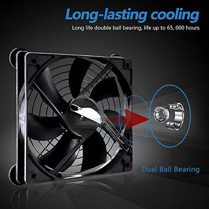 USB Dual 120mm Control Fan, 5V Portable Cooling Fan for Flat-Screen TV Receiver Router DVR PlayStation Xbox Computer Cabinet Cooler - size: USB 120mm fan+USB 5V adapter