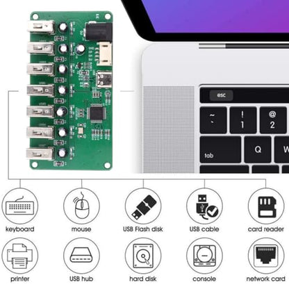 ChenYang 7 Port USB 2.0 HUB,Pitch=2.0mm 4Pin/USB C 1 to 7 USB 2.0 Splitter Port Multiplier Expansion Adapter with DC 5V Power Port for Laptop/Flash Drive/Keyborad/Mouse - style: PH2.0 1-to-7 USB-A