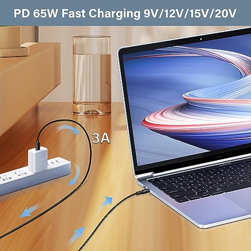 GINTOOYUN USB Type-C to DC 15V Power Charge Cable，USB-C Male Input to DC5.5x2.5mm Male Power Plug Charge Cable, for Router, CCTV,etc(4.9FT) - style: 65W 15V
