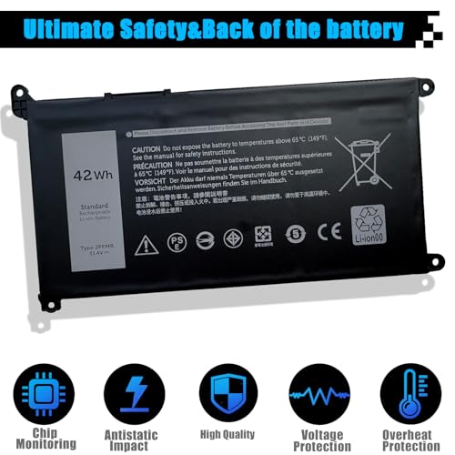 JPFMR Laptop Battery Replacement for Dell Chromebook 3100 3400 2-in-1 5488 5493 5593 P90F Series 0JPFMR 7MT0R 7MTOR 16DPH 7T0D3 07T0D3 DN33X RDNP5 65N6H 11.4V 3500mAh - size: 7.54*4.09*0.23 inch JPFMR