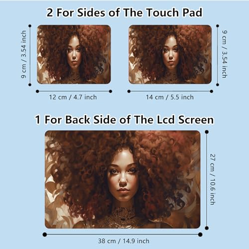 Universal Laptop Skin Sticker with 2 Wrist Pad Skins, Waterproof Scratch Resistant Vinyl Laptop Cover Decal, Cut to Fit for 11–15.6 Inch MacBook HP Dell Lenovo, Black Girl Red Hair - color: Black Girl Red Hair