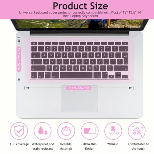 Universal Keyboard Protector Cover Skin for Laptop Notebook 13" 14" Laptop Notebook Ultra-Thin Silicone Waterproof Dustproof Keyboard Protector Skin(Pink,1Pcs) - color: Pink 1Pcs