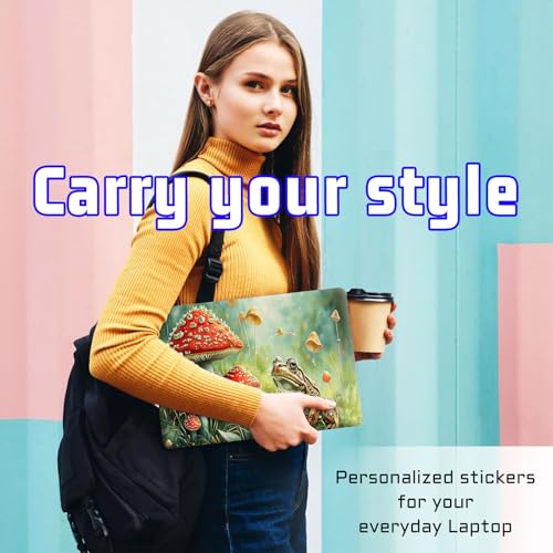 Universal Laptop Skin Sticker Decal, Compatible with MacBook HP Dell Lenovo 12"-15.6", Reusable Vinyl Notebook Cover 3PCS Set, High-Recognition Film-Red Mushroom Frog - color: Red Mushroom Frog